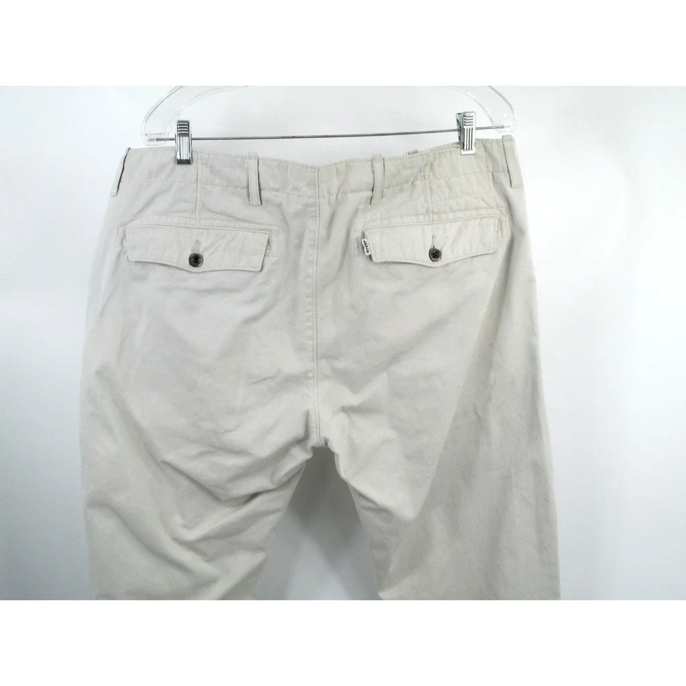 Levi Strauss Men 36x32 White Khaki Chino Pants Flat Front Mid Rise Straight